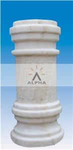 White Marble Pedestal, Calacatta Oro White Marble Column