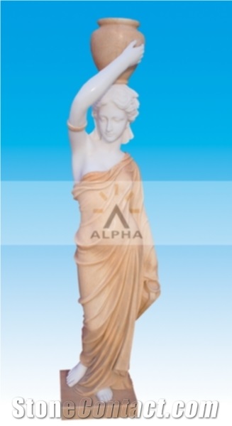 Women Statue Lamp, White Marble Statue