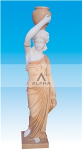 Women Statue Lamp, White Marble Statue