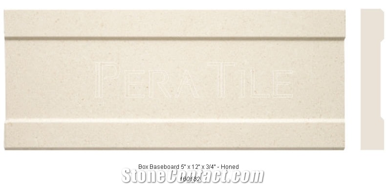 Limra Limestone Honed Box Baseboard Molding, Limra White Limestone Molding