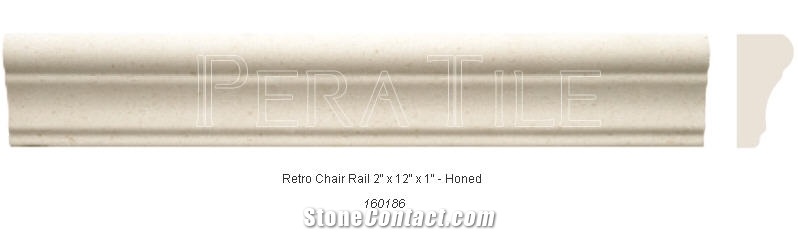 Limra Limestone Honed Retro Chair Rail, Limra White Limestone Chair Rail