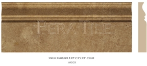 Noce Travertine Crown Molding Classic Baseboard, Noce Brown Travertine Crown Molding