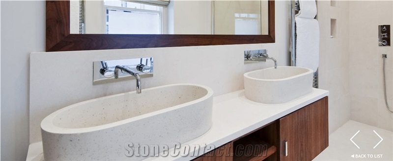 Bathroom Basin, Saint Corneille Blanc White Limestone Basin