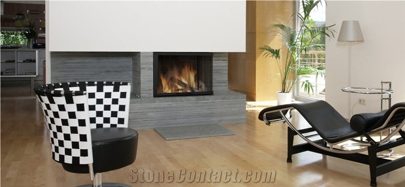 Silver Travertine Fireplace, Ash Grey Travertine Fireplace