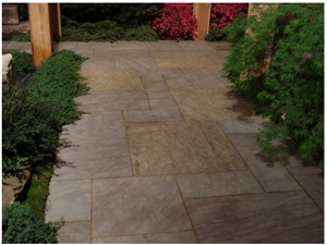 Amherst Gray and Birmingham Buff Walkway, Amherst Gray Beige Sandstone Cobble, Pavers