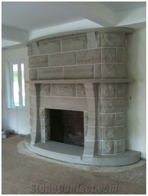 Amherst Gray Fireplace, Amherst Gray Grey Sandstone Fireplace