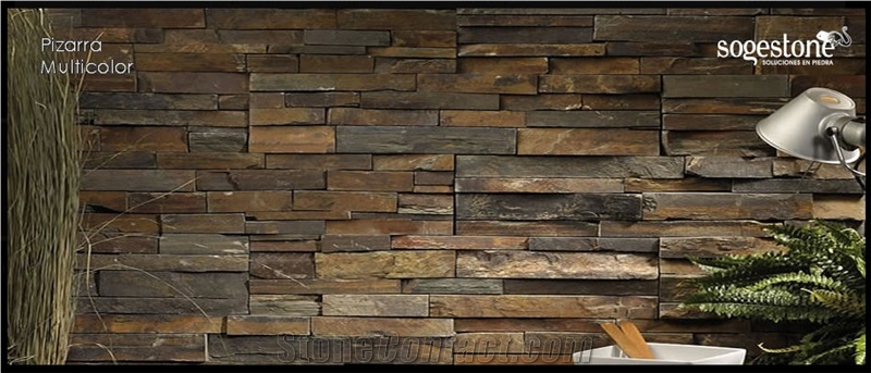 Pizarra Multicolor Stacked Stone, Multicolor Spain Slate Stacked Stone