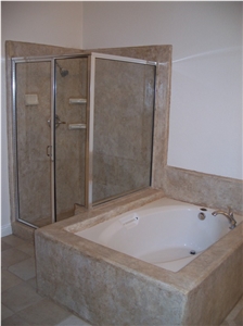 Antique Stone Bathroom Design, Bath Tub, Crema Royal Beige Limestone Bathroom Design