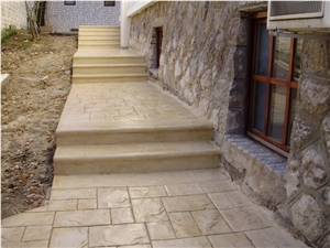 Limestone Walkway Pavement Pattern, Steps, Tempus Beige Limestone Walkway Paver