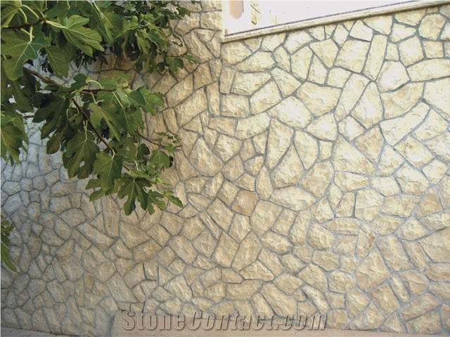 Limestone Wall Cladding, Milovaca Beige Limestone Mushroom Stone