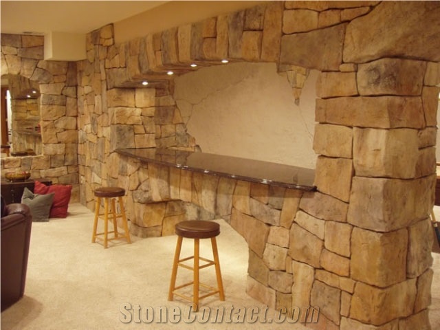 Stone Arches, Granite Bar Top, Dioklecis Extra Beige Limestone Bar Top