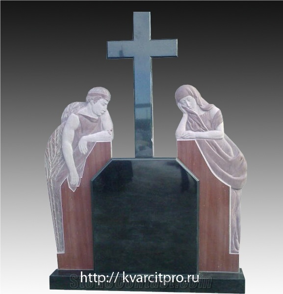 Karelia Black Granite Cross Tombstone