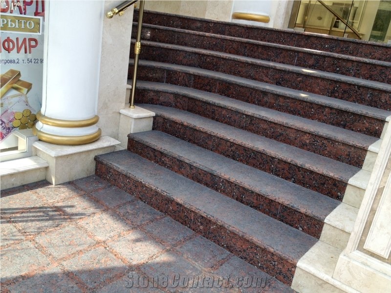 Red Granite Stairs and Steps, Ladoga Red Granite Stairs