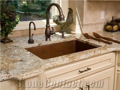 Golden Crystal Yellow Granite Kitchen Countertops