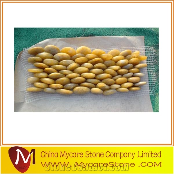 China Pebble for Sale, Yellow Marble Pebbles