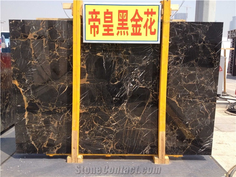 Black King Golden Marble Slabs, China Black Marble