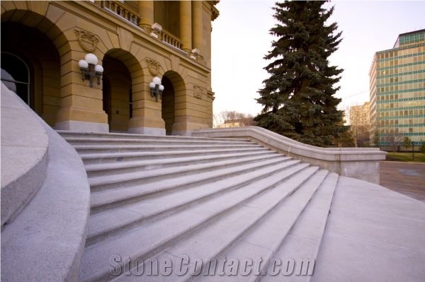 Alberta Legislature Stairs, Misty Gray Grey Granite Stairs