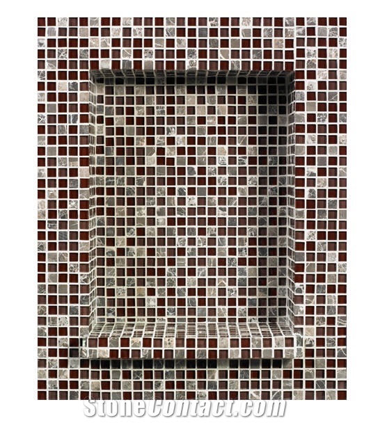 Mosaic Niche Kit with Wine Stone Glass Mosaic