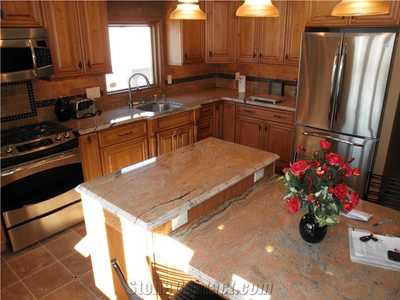 Tropical Gold Granite Kitchen Countertop, Tropical Gold Yellow Granite Kitchen Countertops