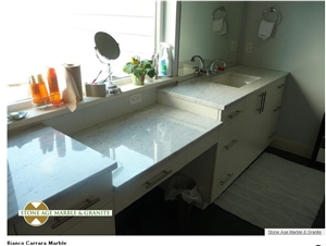 Bianco Carrara Bathroom Vanity Top, Bianco Carrara B White Marble Bathroom Vanity Top