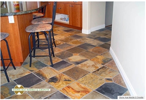 Brazilian Rust Multicolor Slate Kitchen Floor
