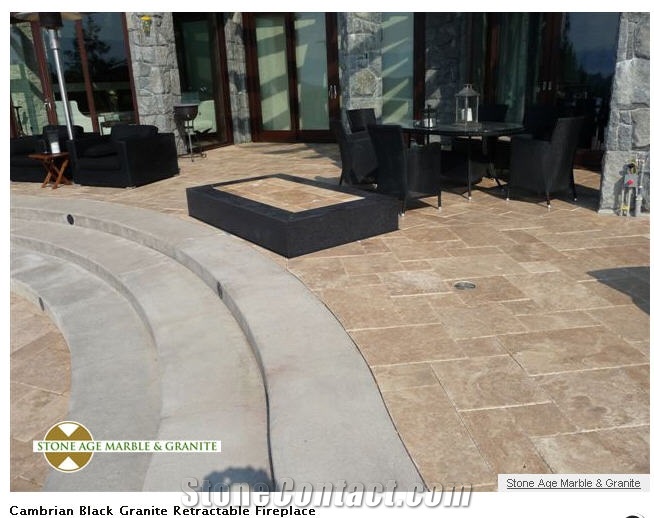 Cambrian Black Granite Retractable Fireplace From Canada