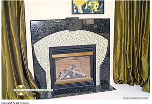 Emerald Pearl Granite Fireplace Surround, Emerald Pearl Green Granite Fireplace Surround