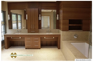 Fossil Limestone Bathroom, Bathtub Deck, Surround, Fossil Oro Beige Limestone Bath Design
