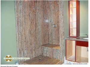 Oriental Dream Granite Shower Wall, Oriental Dream Pink Granite Bath Design