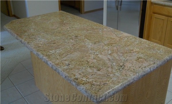 Juparana Ambra Granite Countertop, Yellow Granite Countertop