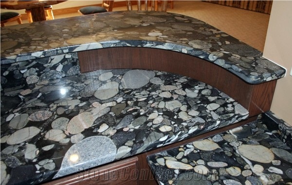 Jurassic Black Granite Countertops, Black Mosaic Granite Countertops