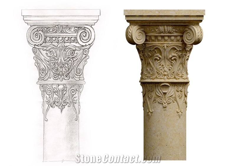 Broccato Veneziano Beige Limestone Column