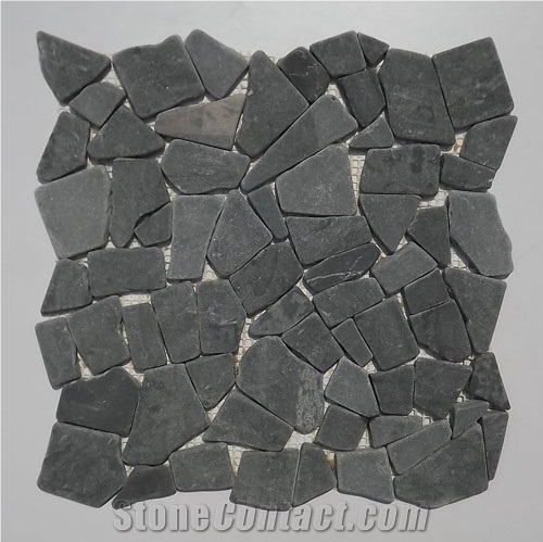 Classic Tumbled Black Random Shape Limestone Mosaic for Wall and Floor