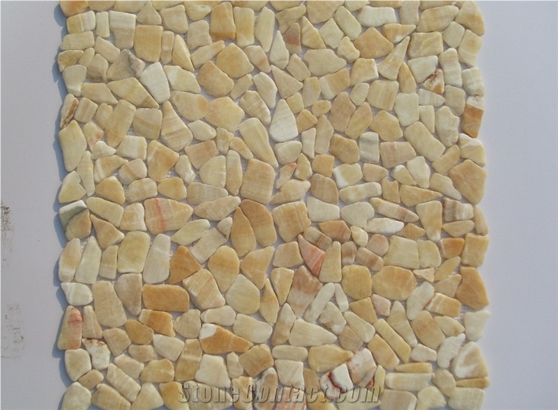 Popular Yellow Gold Polished Random Shape Marble Mosaic