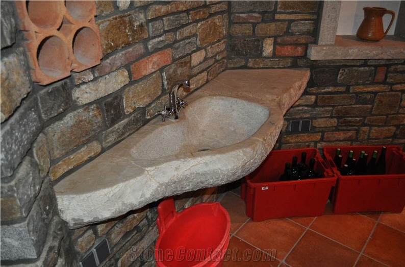 Stone Basement and Outdoor Sinks, Beige Limestone Sinks