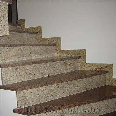 Ivory Brown Granite, Multicolor Red Granite Stairs, Ivory Brown Pink Granite Stairs