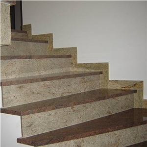 Ivory Brown Granite, Multicolor Red Granite Stairs, Ivory Brown Pink Granite Stairs