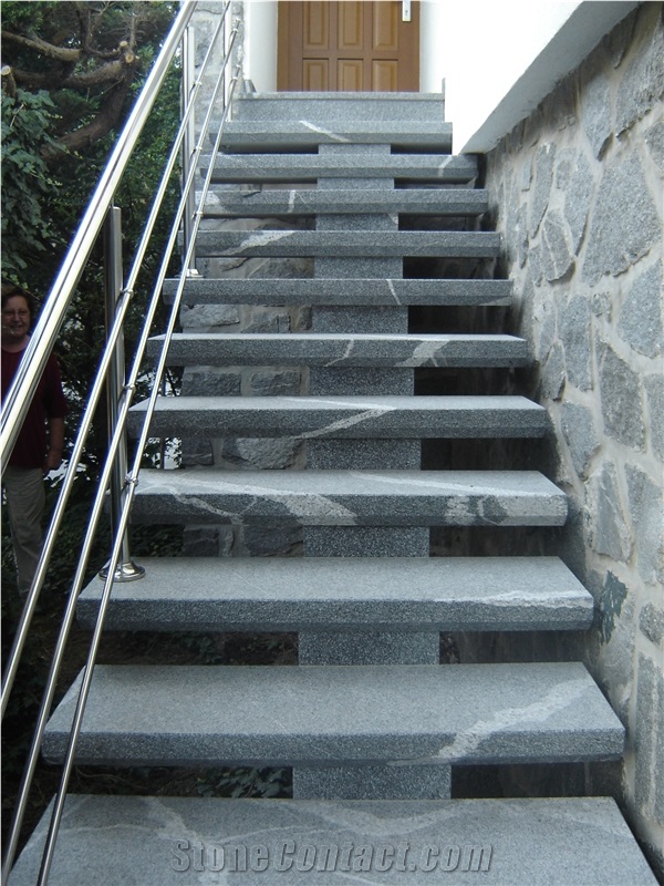 Pohorski Tonalit Granite Stairs, Pohorski Tonalit Grey Granite Stairs