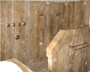 Mexican Scabos Travertine Bathroom Design, Mexican Scabos Brown Travertine Bathroom Design