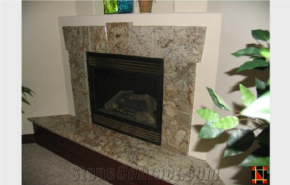 Leopard Yellow Granite Fireplace Surround