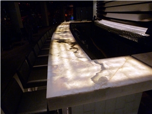 Bar Countertop Translucent with Onice Bianco, Iran White Onyx Countertop