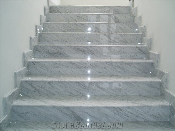 Bianco Venato Carpano Marble Stairs, Bianco Venato Carpano White Marble Stairs