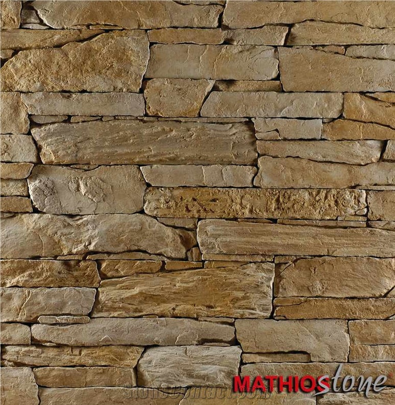 Mathios Sandstone Wall Cladding Ledge Stone, Beige Sandstone Wall Cladding