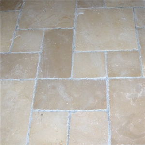 Avorio Limestone Opus Romano Pattern, Trani Unito Limestone Tiles