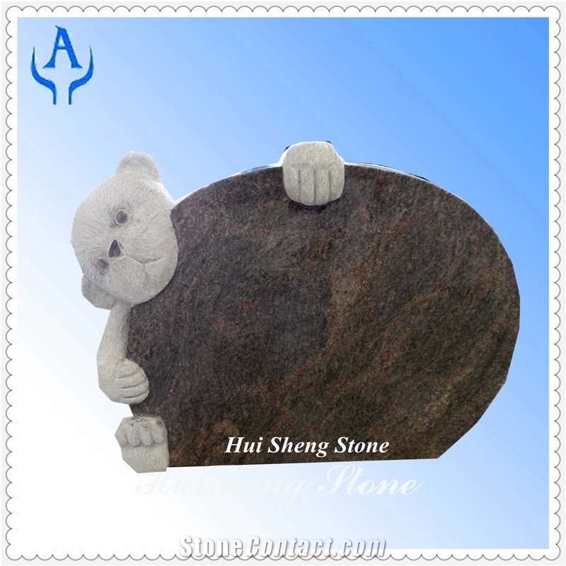 Granite Bear Headstone Monument
