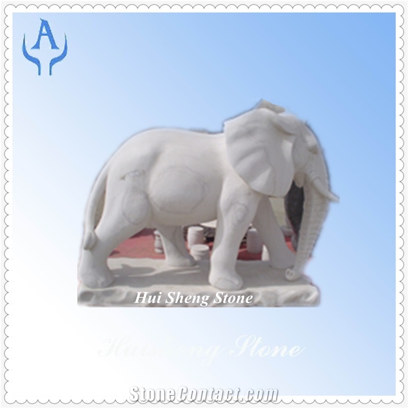 Granite White Animal Elephant Sculpture Carving