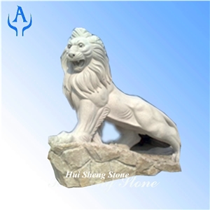 Granite White Animal Lion Sculpture Carving, White Granite