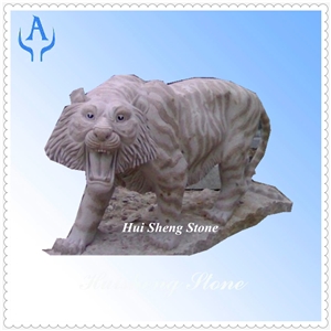 Grey Granite Animal Tiger Sculpture Carving, Grey Granite Carving