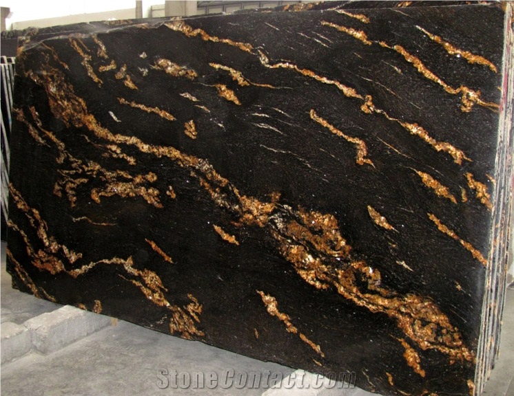 Black Fusion Granite Slabs, Brazil Black Granite