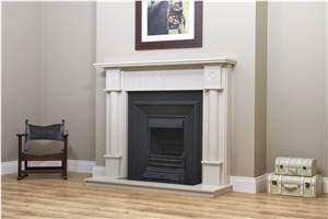 Annalee Fireplace in Imperial Cream Marble, Imperial Cream Beige Marble Fireplace